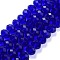 Handmade Glass Beads, Faceted Rondelle, Dark Blue, 14x10mm, Hole: 1mm, about 60pcs/strand