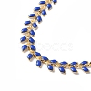 Enamel Ear of Wheat Link Chain Necklace NJEW-P220-02G-02-2