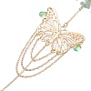 Iron Butterfly & Natural Green Aventurin Chips Beads Pendant Decorations HJEW-TA00252-4