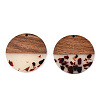 Transparent Resin & Walnut Wood Pendants RESI-TAC0017-75-B02-2