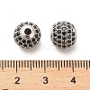 Rhodium Plated 925 Sterling Silver Micro Pave Cubic Zirconia Beads STER-H110-24C-04P-3