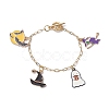 Witch & Ghost Alloy Enamel Charm Bracelets BJEW-JB10703-1