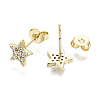 Brass Micro Pave Clear Cubic Zirconia Stud Earrings EJEW-T046-30G-NF-3