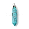 Synthetic Turquoise Copper Wire Wrapped Faceted Pendants PALLOY-JF02474-01-1