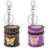 Olycraft 2Pcs 2 Colors Butterfly Pattern Leather Cylinder Wallets AJEW-OC0004-88-1