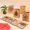 CRASPIRE Rectangle with Pattern Wooden Greeting Cards DIY-CP0006-75P-6
