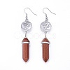 Pointed Bullet Natural & Synthetic Mixed Gemstone Dangle Earrings EJEW-K084-D-2