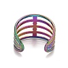 Rainbow Color Ion Plating(IP) 304 Stainless Steel Chunky Open Cuff Ring for Women RJEW-A005-35MC-3