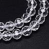 Faceted(64 Facets) Round Grade A Natural Quartz Crystal Beads Strands G-H1649-10mm-01N-A-2