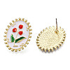 Enamel Flower of Life Stud Earrings EJEW-N046-018-1