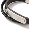 Microfiber Leather Braided Double Loops Multi-strand Bracelet with 304 Stainless Steel Magnetic Clasp for Men Women BJEW-C021-13-P-5