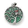 Natural Green Aventurine Tree of Life with Owl Pendants G-L524-15AS-04-1