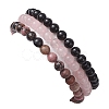 3Pcs 3 Style Natural Mixed Stone Round Beaded Stretch Bracelets BJEW-JB10178-01-5