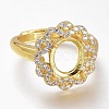 Adjustable Brass Micro Pave Clear Cubic Zirconia Finger Ring Components ZIRC-I049-15G-1