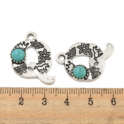 Synthetic Turquoise & Alloy Pendants PALLOY-H146-01AS-Q-1