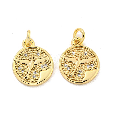 Brass Micro Pave Cubic Zirconia Pendant KK-Z044-28G-1