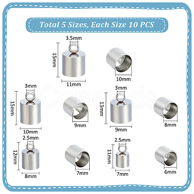 Unicraftale Smooth Surface 304 Stainless Steel Cord Ends STAS-UN0001-40P-1