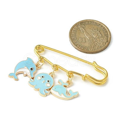 Sea Animals Alloy Enamel Pendants Brooch Pin JEWB-BR00114-1