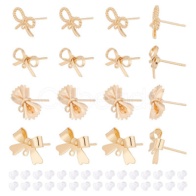 ARRICRAFT 16Pcs 4 Styles Brass Stud Earring Findings KK-AR0003-71-1