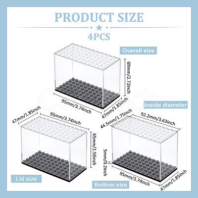 FINGERINSPIRE 4Pcs Transparent Plastic Minifigure Display Cases ODIS-FG0001-78-1