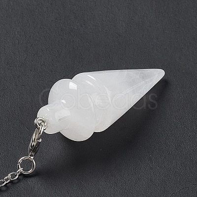 Natural Quartz Crystal Pointed Dowsing Pendulums AJEW-B020-01P-07-1