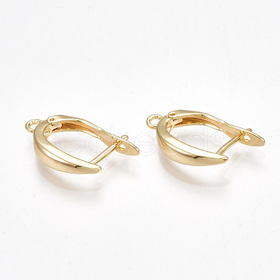 Brass Hoop Earring Findings with Latch Back Closure KK-S350-072G-1