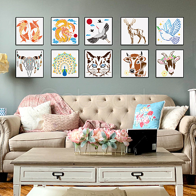 12Pcs 12 Styles PET Hollow Out Drawing Painting Stencils DIY-WH0394-0254-1