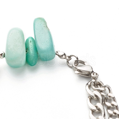 Natural Amazonite & Shell Pearl Beaded Bracelet for Girl Women X1-BJEW-TA00022-1