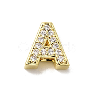 Brass Micro Pave Cubic Zirconia Beads KK-H487-25G-1