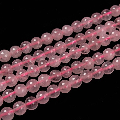 Natural  Rose Quartz Beads Strands G-L104-6mm-01-1