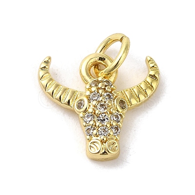 Rack Plating Brass Micro Pave CLear Cubic Zirconia Charms KK-C053-12G-1