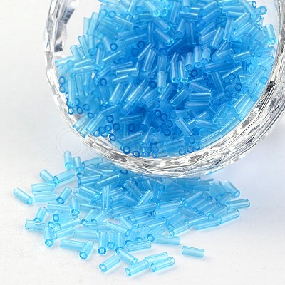 Transparent Colours Round Hole Glass Bugle Beads SEED-I001-3-1