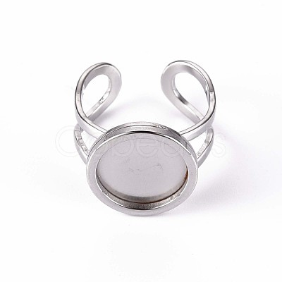 Non-Tarnish 201 Stainless Steel Cuff Pad Ring Settings X-STAS-S080-040B-P-1