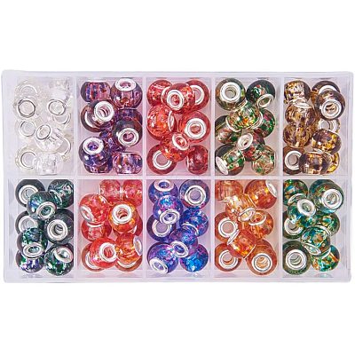 Spray Painted Glass European Beads GPDL-PH0001-01S-1