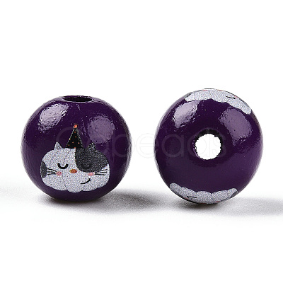 Halloween Theme Wood European Beads WOOD-N016-04M-1