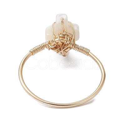 Natural White Shell Finger Rings RJEW-JR00610-01-1