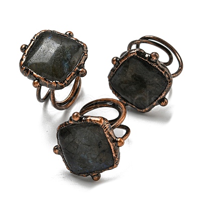 Natural Labradorite Adjustable Rings RJEW-K269-02R-1