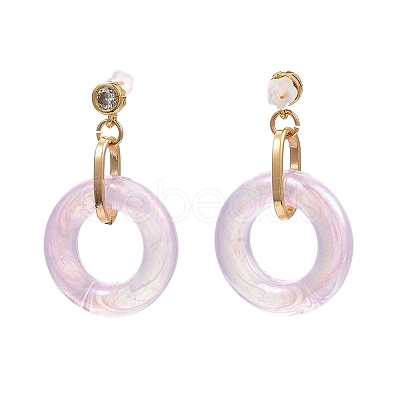 Ring Shape Transparent Acrylic Dangle Stud Earrings EJEW-JE04189-M-1