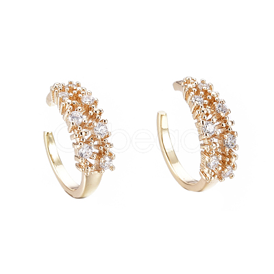 Brass Micro Pave Clear Cubic Zirconia Cuff Earrings EJEW-I249-08G-1