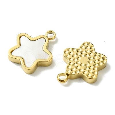 Ion Plating(IP) 304 Stainless Steel Pave Shell Star Charms FIND-Z028-26G-1