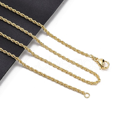 2mm Brass Rope Chain Necklaces for Men Women NJEW-G160-18G-1