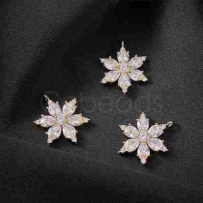 4Pcs Brass Micro Pave Clear Cubic Zirconia Pendants ZIRC-SZ0001-66-1