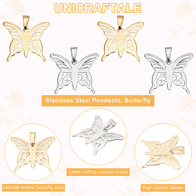 Unicraftale 8Pcs 2 Color 304 Stainless Steel Pendants STAS-UN0032-46-1