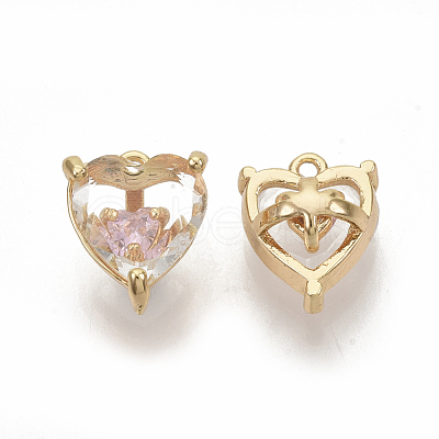 Brass Cubic Zirconia Charms KK-T050-06G-03-NF-1