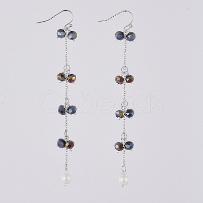 Faceted Rondelle Glass Beads Dangle Earrings EJEW-JE03817-01-1