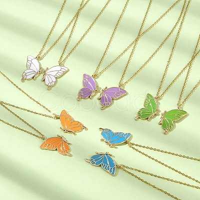 2Pcs Alloy Butterfly Pendant Necklaces NJEW-JN04550-1