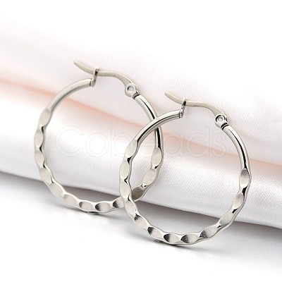 Tarnish Resistant 201 Stainless Steel Hoop Earrings EJEW-P066-21B-1