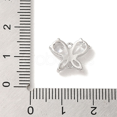 Brass Pave Clear Cubic Zirconia Connector Charms KK-G499-11P-1