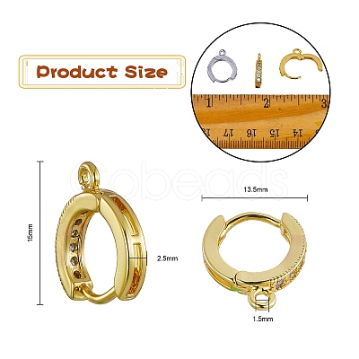 8Pcs 2 Colors Brass Huggie Hoop Earring Findings KK-SZ0005-36-1