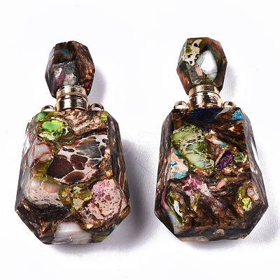 Assembled Synthetic Bronzite and Imperial Jasper Openable Perfume Bottle Pendants G-S366-059F-1